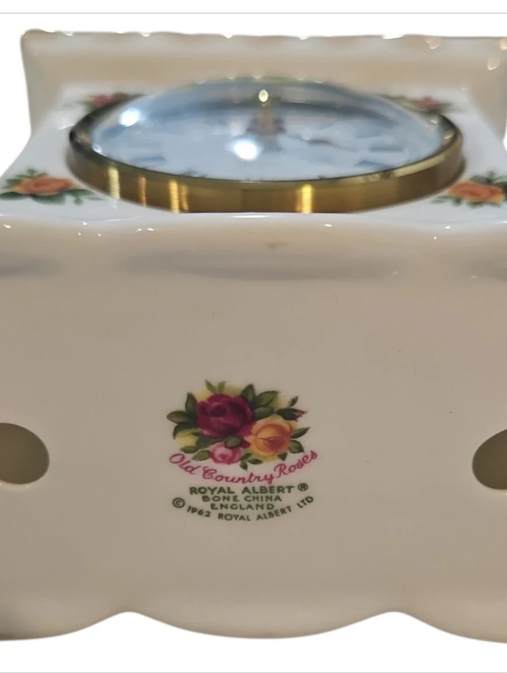 Royal Albert Cream Floral Table Clock with Gold Accents